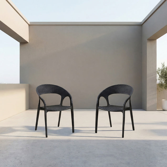 Silla Axel, Negro, Con Espaldar, reposa brazos y con textura trenzada X2