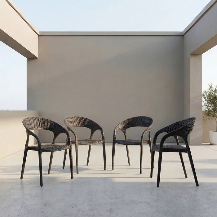 Silla Axel, Negro, Con Espaldar, reposa brazos y con textura trenzada X4