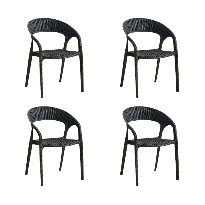 Silla Axel, Negro, Con Espaldar, reposa brazos y con textura trenzada X4