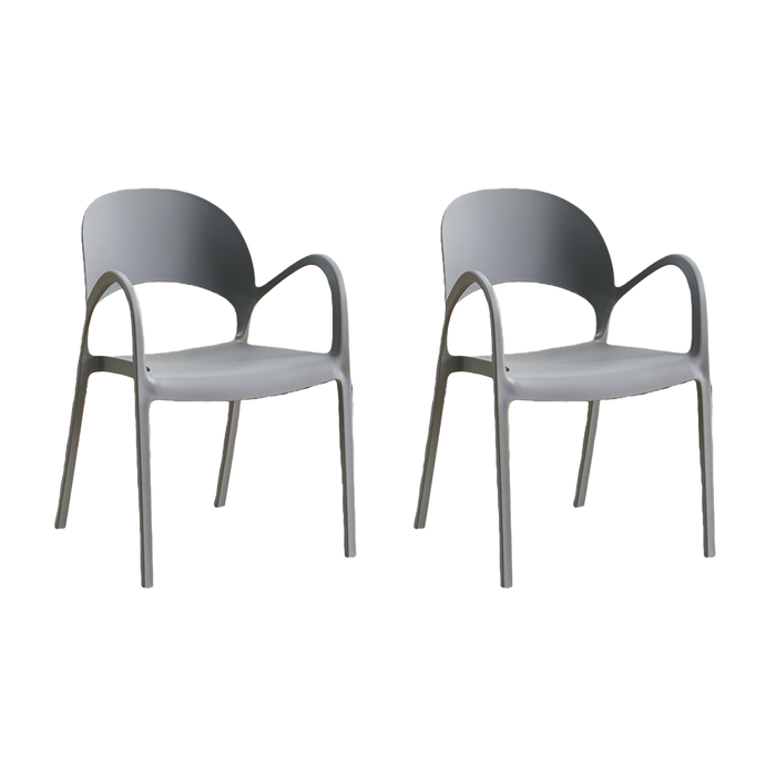 Silla Bremen, Gris Oscuro, Con espaldar, reposa brazos y diseño minimalista X2
