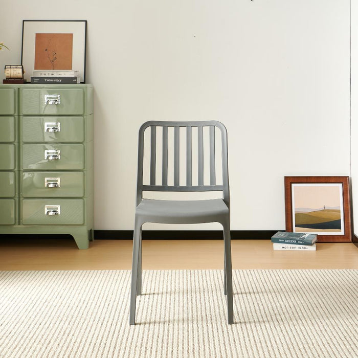 Silla Brooklyn, Gris Oscuro, Con espaldar en rayas y diseño minimalista