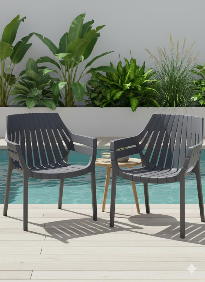 Silla con Brazos Arena, Gris Oscuro, con espaldar y diseño moderno