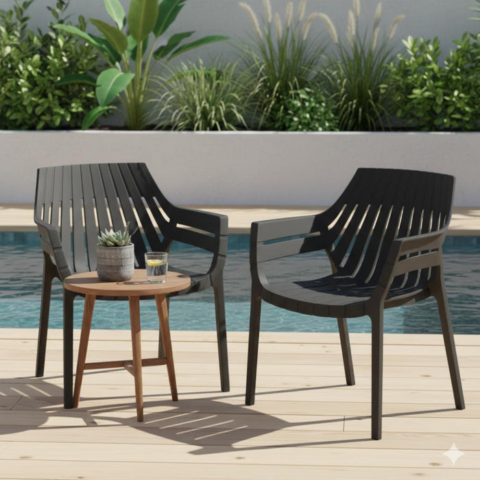 Silla con Brazos Arena, Negro, con espaldar y diseño moderno