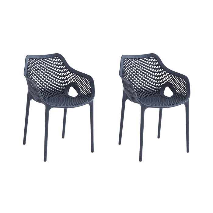Silla con Brazos Miame, Gris Oscuro, con espaldar y diseño moderno X2