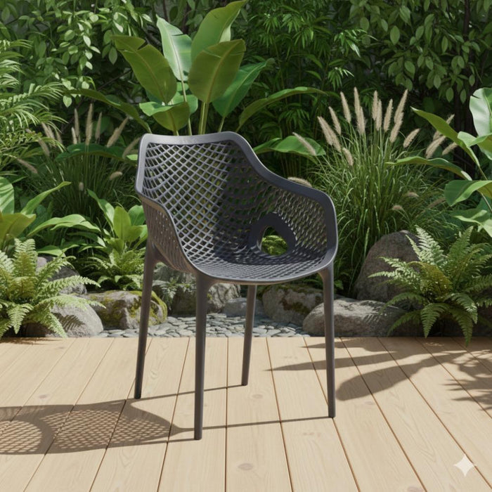 Silla con Brazos Miame, Gris Oscuro, con espaldar y diseño moderno