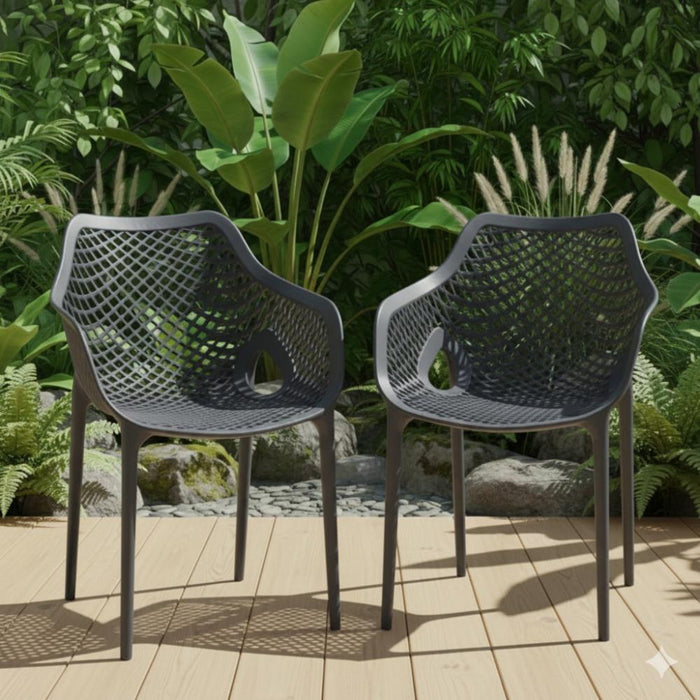 Silla con Brazos Miame, Gris Oscuro, con espaldar y diseño moderno