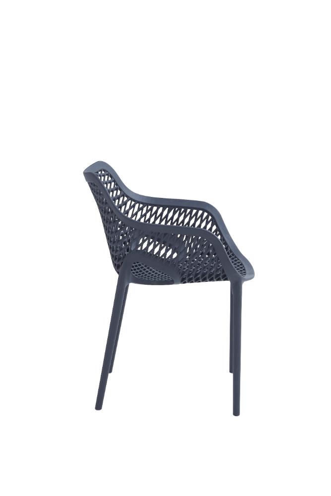 Silla con Brazos Miame, Gris Oscuro, con espaldar y diseño moderno