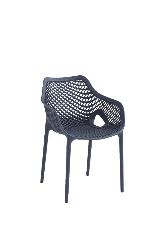 Silla con Brazos Miame, Gris Oscuro, con espaldar y diseño moderno