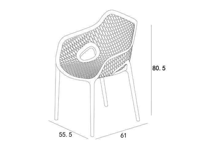 Silla con Brazos Miame, Gris Oscuro, con espaldar y diseño moderno