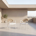 Silla Daytona, Blanco y Café Claro, Con Espaldar, Reposa Brazos y Diseño Minimalista X2