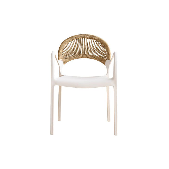 Silla Daytona, Blanco y Café Claro, Con Espaldar, Reposa Brazos y Diseño Minimalista