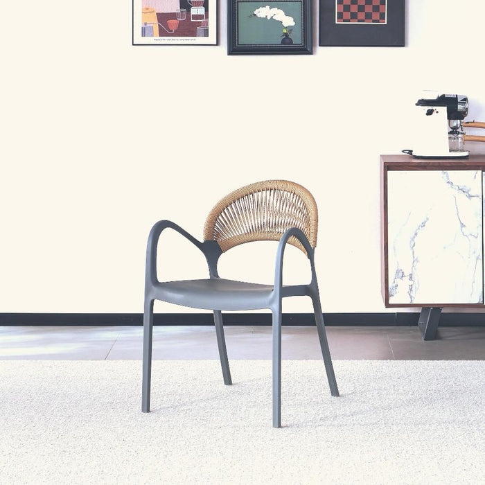 Silla Daytona, Gris oscuro y Café Claro, Con Espaldar, Reposa Brazos y Diseño Minimalista