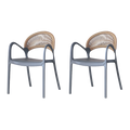 Silla Daytona, Gris Oscuro y Café Claro, Con Espaldar, Reposa Brazos y Diseño Minimalista  X2