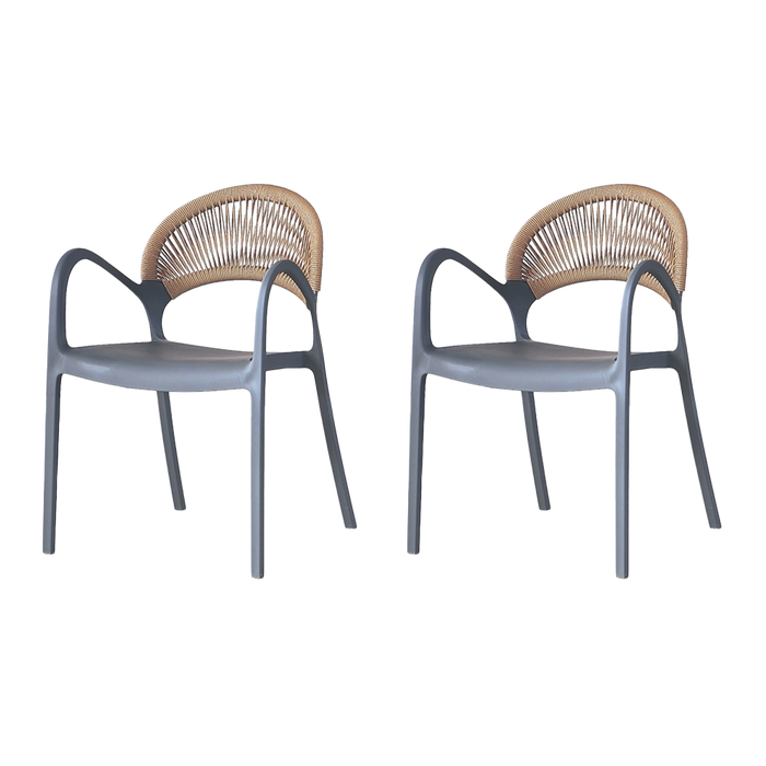 Silla Daytona, Gris Oscuro y Café Claro, Con Espaldar, Reposa Brazos y Diseño Minimalista  X2