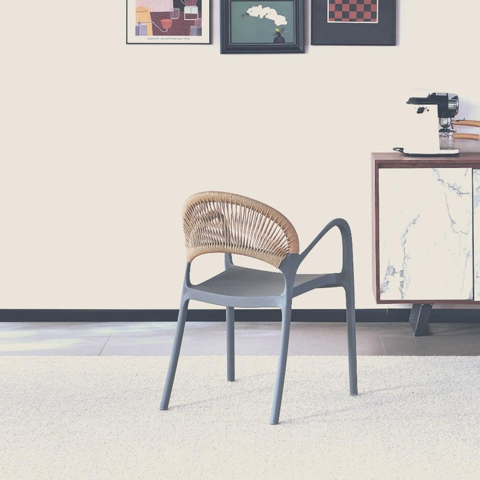 Silla Daytona, Gris oscuro y Café Claro, Con Espaldar, Reposa Brazos y Diseño Minimalista