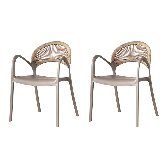 Silla Daytona, Taupe y Café Claro, Con Espaldar, Reposa Brazos y Diseño Minimalista X2