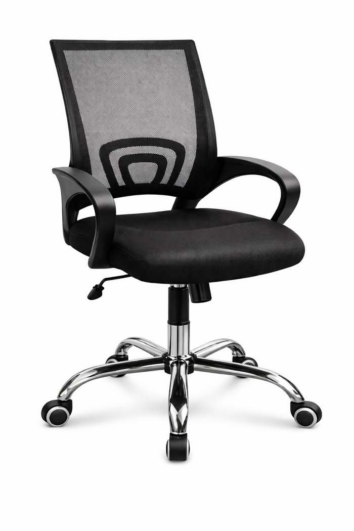SILLA EJECUTIVA ERGONÓMICA DE OFICINA MALLA NEGRA | AJUSTABLE, RUEDAS, APOYABRAZOS