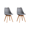 Silla Fyn, Gris Oscuro, Diseño Minimalista Con Espaldar, Cojín y Patas De Madera X2