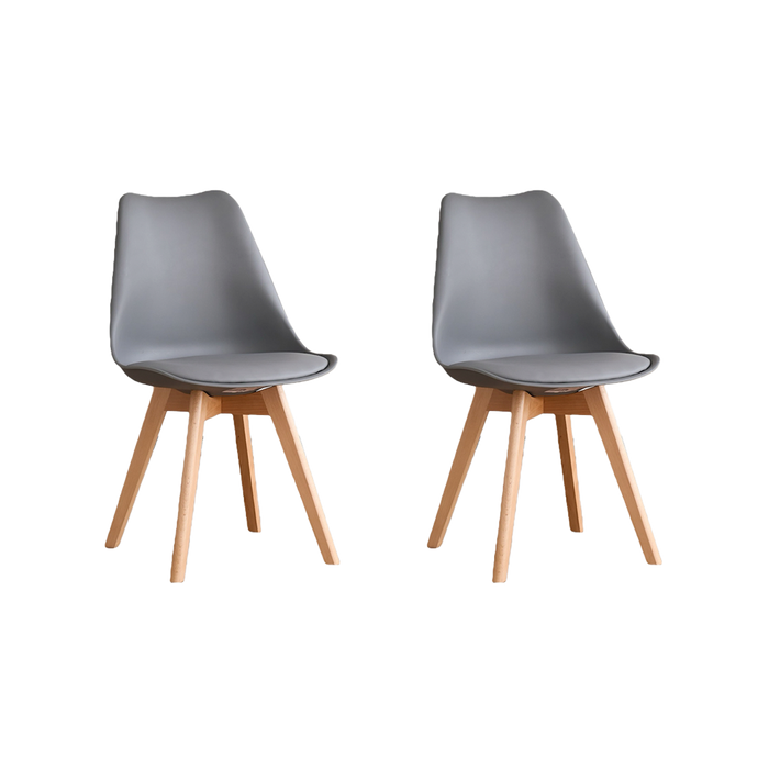 Silla Fyn, Gris Oscuro, Diseño Minimalista Con Espaldar, Cojín y Patas De Madera X2