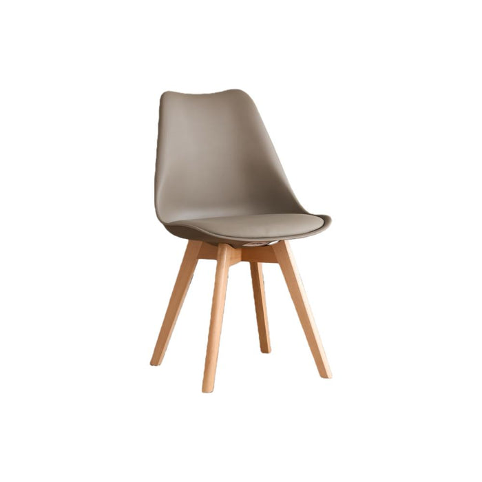 Silla Fyn, Taupe, Diseño Minimalista Con Espaldar, Cojín y Patas De Madera