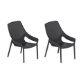 Silla Launge Ibiza, Negro, con espaldar y reposa brazos X2