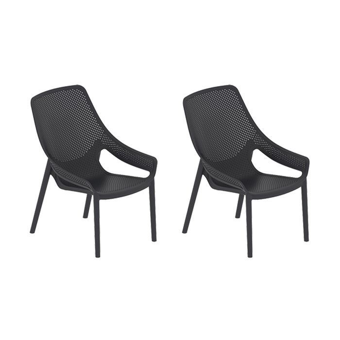 Silla Launge Ibiza, Negro, con espaldar y reposa brazos X2