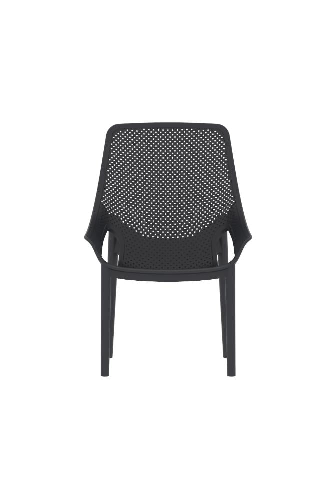 Silla Launge Ibiza, Negro, con espaldar y reposa brazos