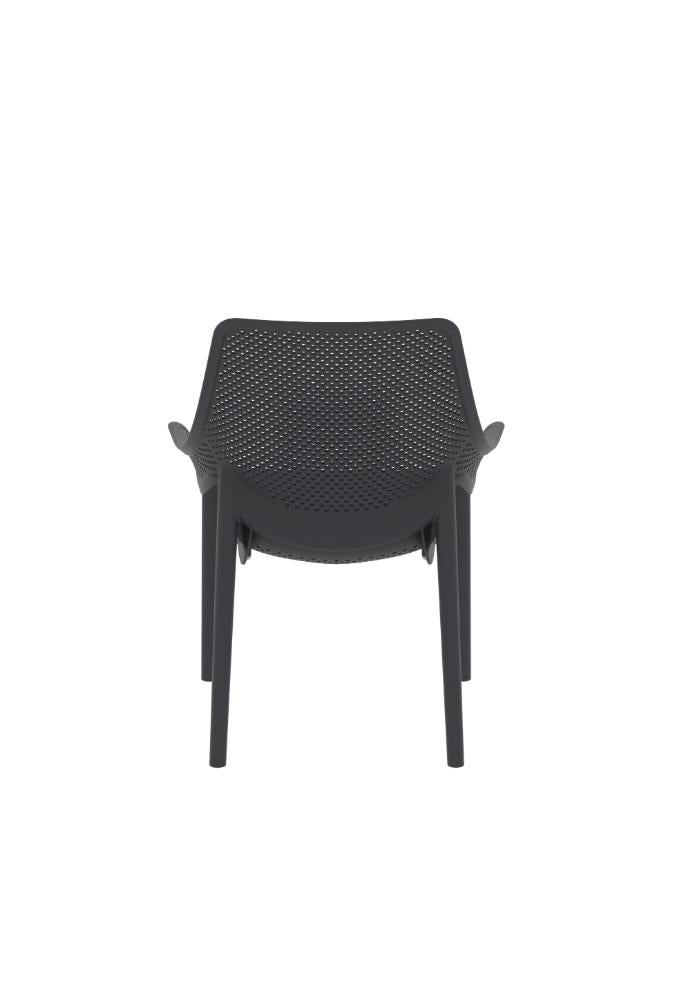 Silla Launge Ibiza, Negro, con espaldar y reposa brazos