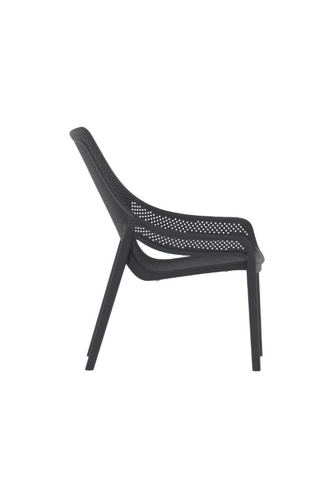Silla Launge Ibiza, Negro, con espaldar y reposa brazos