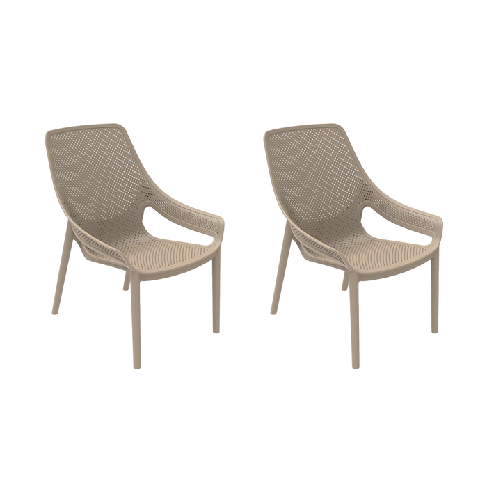 Silla Launge Ibiza, Taupe, con espaldar y reposa brazos X2