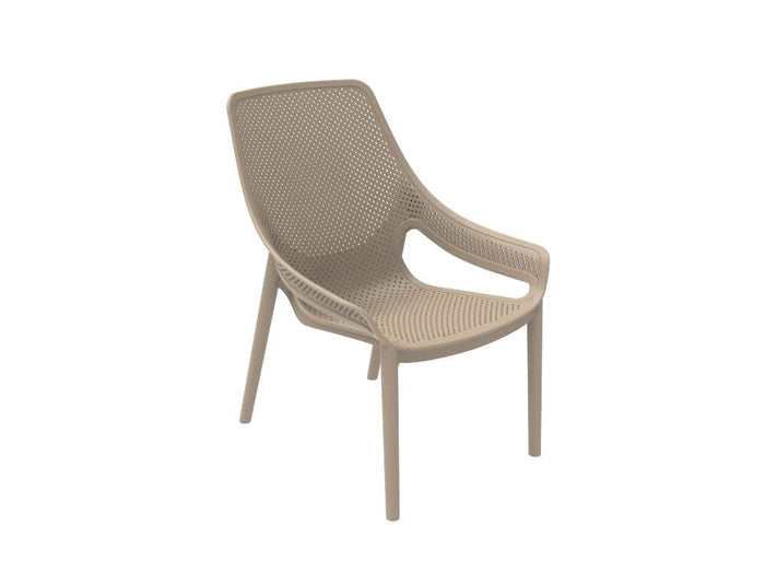 Silla Launge Ibiza, Taupe, con espaldar y reposa brazos