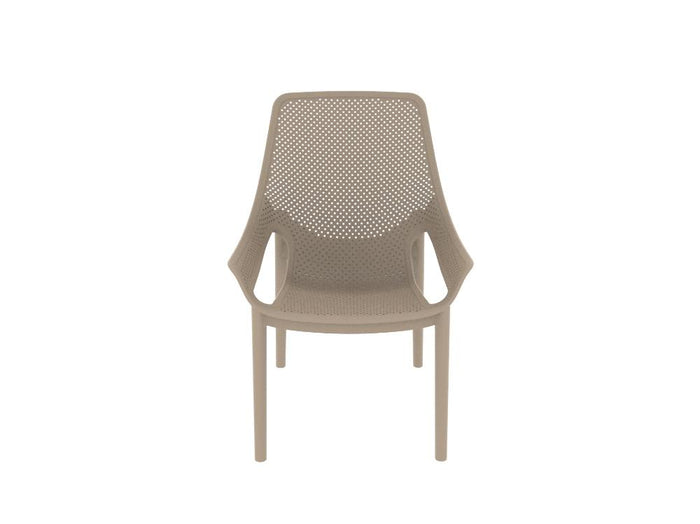 Silla Launge Ibiza, Taupe, con espaldar y reposa brazos