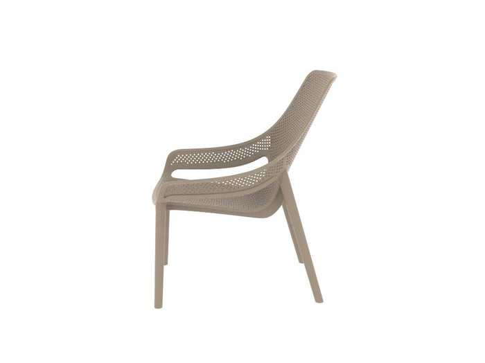 Silla Launge Ibiza, Taupe, con espaldar y reposa brazos