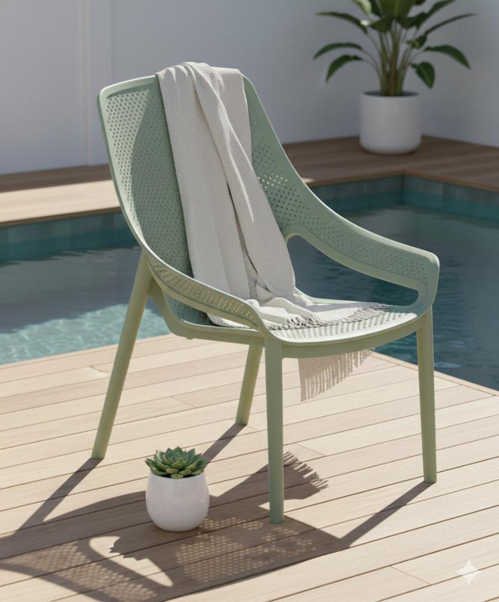 Silla Launge Ibiza, Verdematcha, con espaldar y reposa brazos