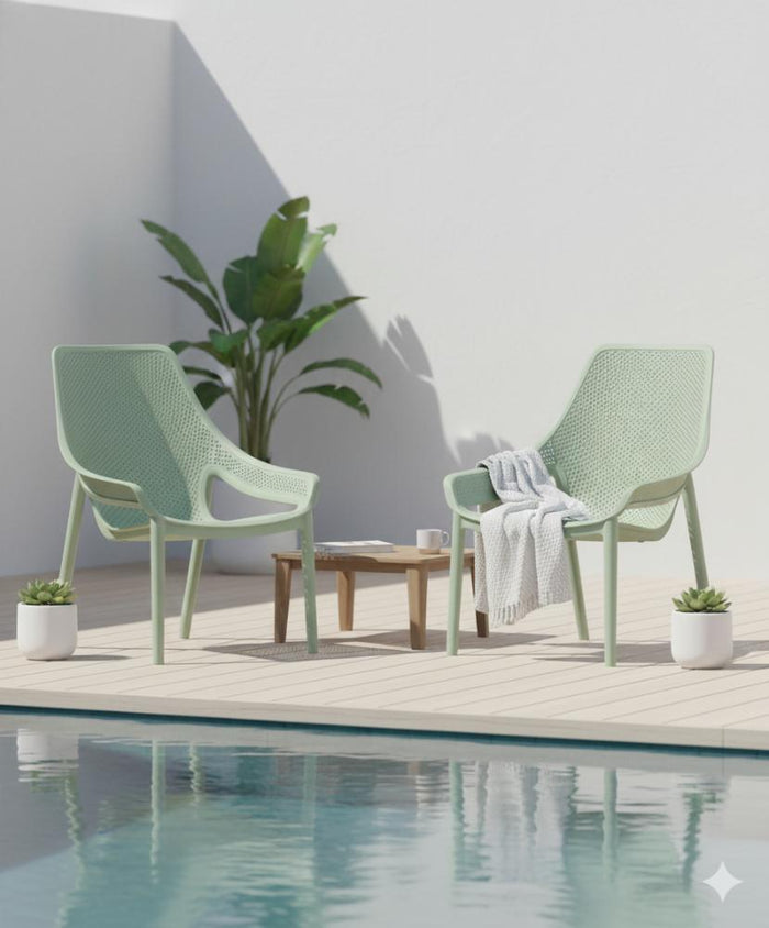 Silla Launge Ibiza, Verdematcha, con espaldar y reposa brazos