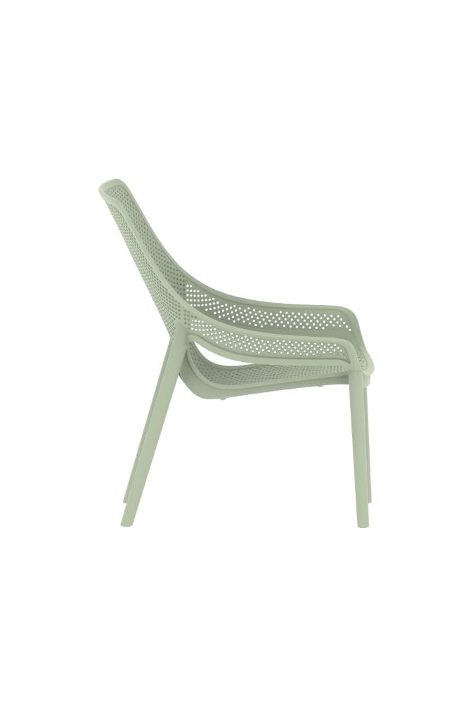 Silla Launge Ibiza, Verdematcha, con espaldar y reposa brazos
