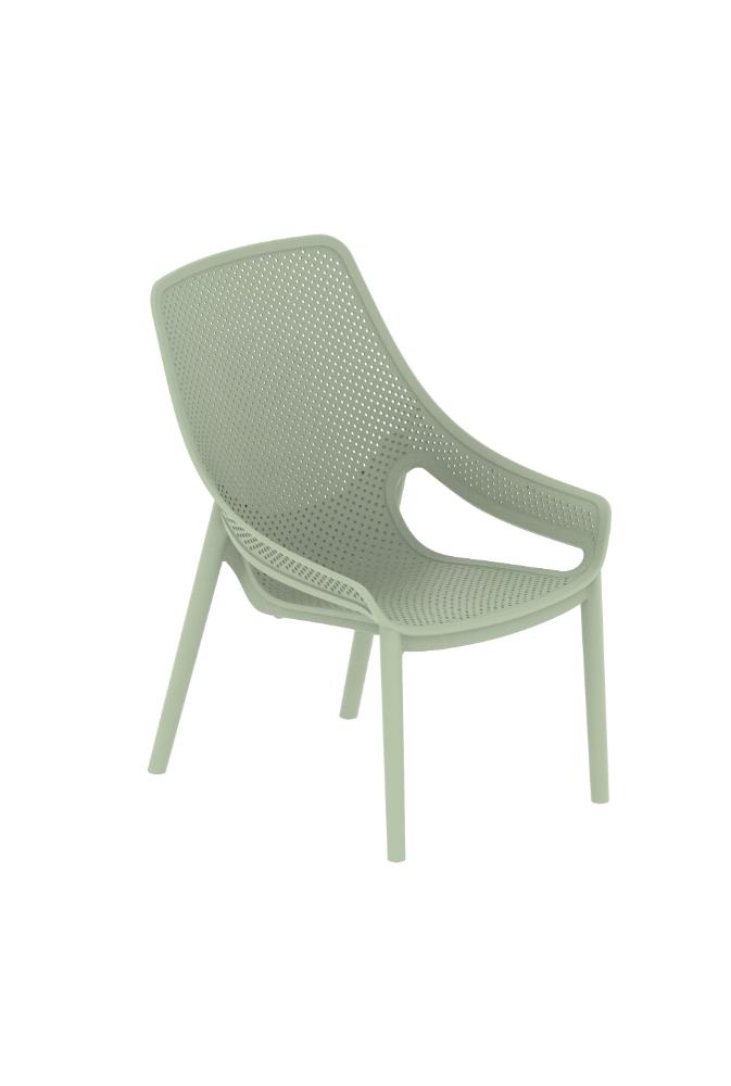 Silla Launge Ibiza, Verdematcha, con espaldar y reposa brazos