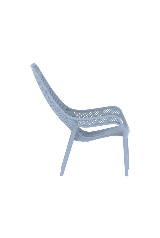 Silla Launge Mayorca, Azul Claro, con espaldar y reposa brazos