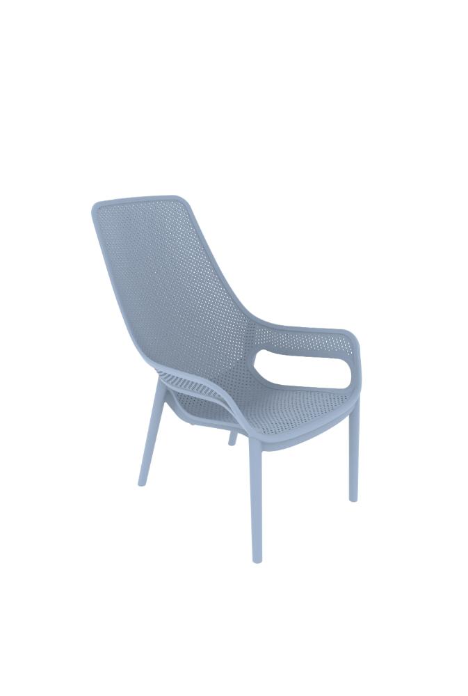 Silla Launge Mayorca, Azul Claro, con espaldar y reposa brazos