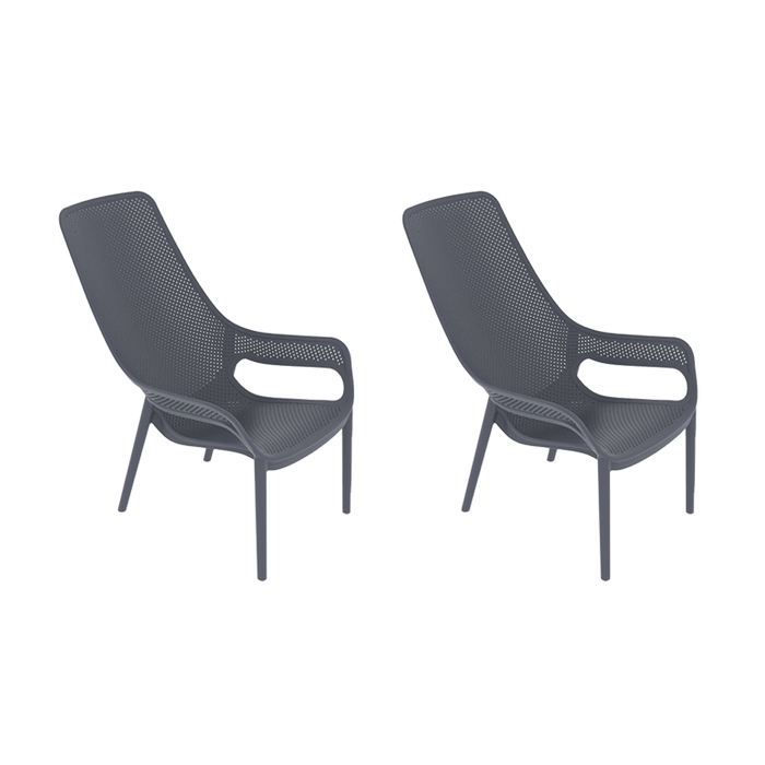 Silla Launge Mayorca, Gris Oscuro, con espaldar y reposa brazos X2