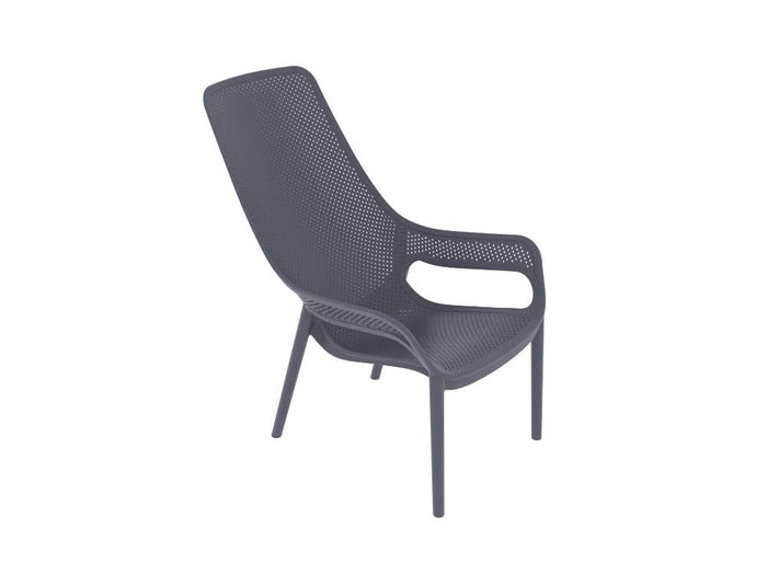 Silla Launge Mayorca, Gris Oscuro, con espaldar y reposa brazos