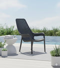 Silla Launge Mayorca, Negro, con espaldar y reposa brazos