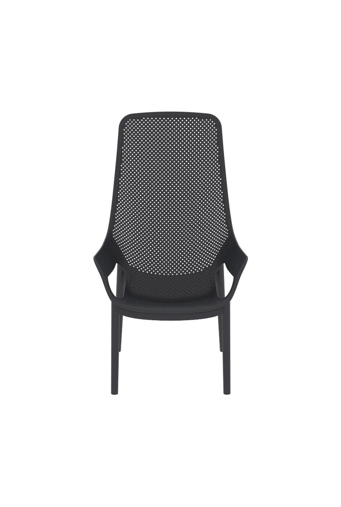 Silla Launge Mayorca, Negro, con espaldar y reposa brazos