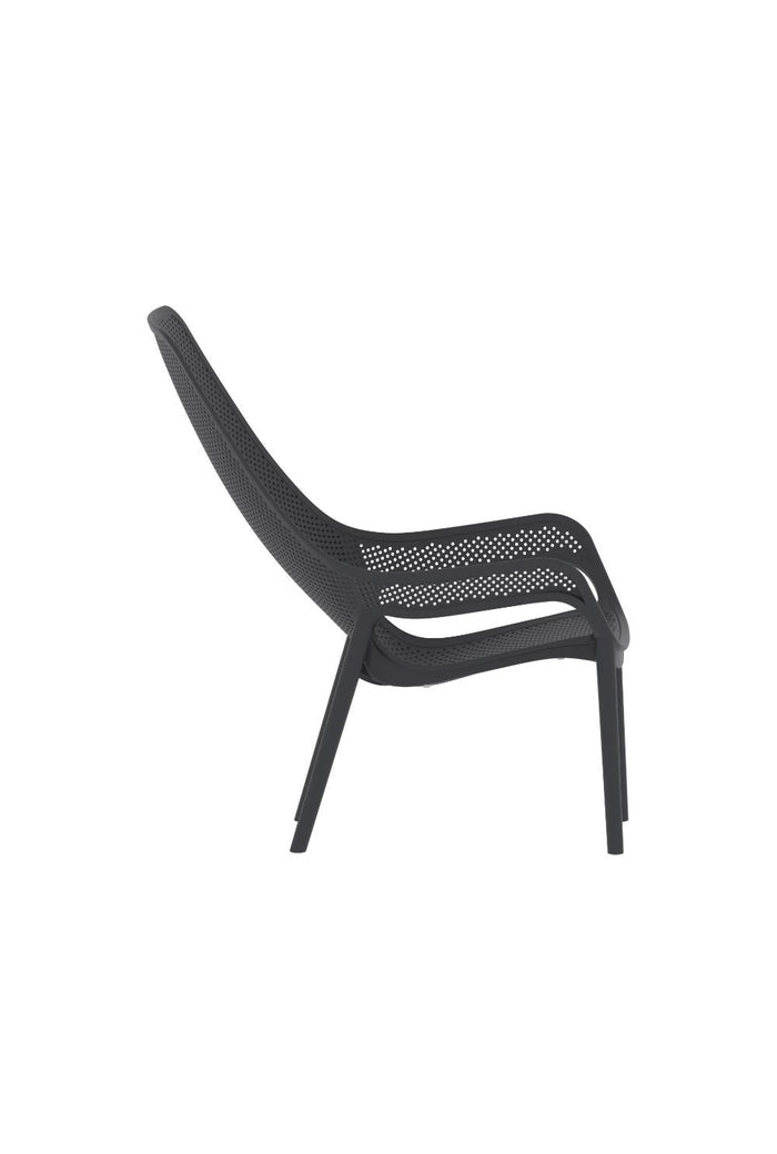 Silla Launge Mayorca, Negro, con espaldar y reposa brazos