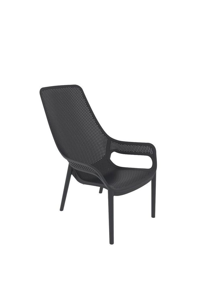 Silla Launge Mayorca, Negro, con espaldar y reposa brazos