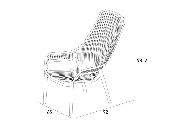 Silla Launge Mayorca, Negro, con espaldar y reposa brazos