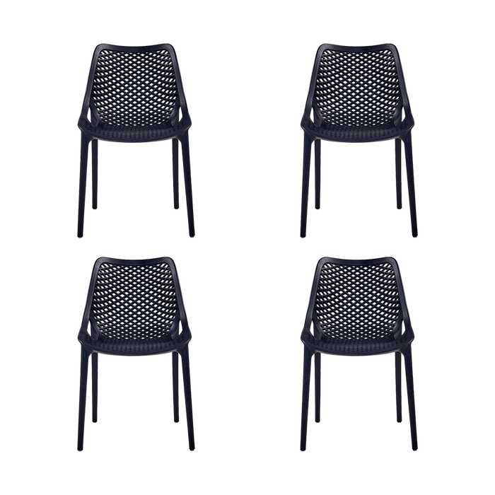Silla Miame, Negro, con espaldar y reposa brazos X4
