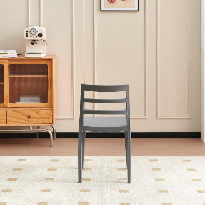 Silla New York, Gris Oscuro, Con espaldar en líneas y diseño minimalista