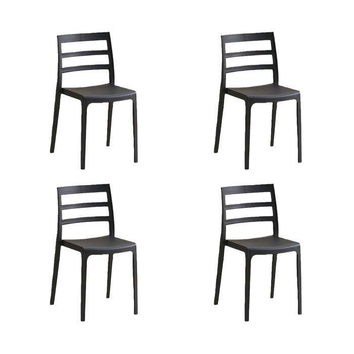 Silla New York, Negro, Con espaldar en líneas y diseño minimalista X4