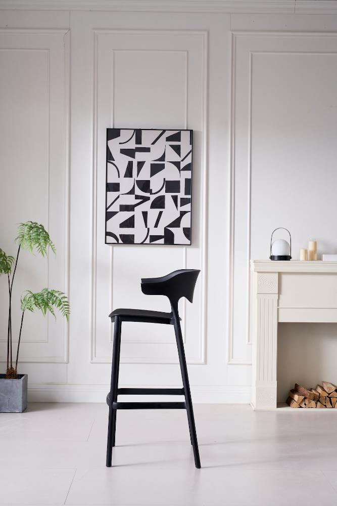 SILLA PARA BAR ELENA, COLOR NEGRO, DISEÑO MODERNO